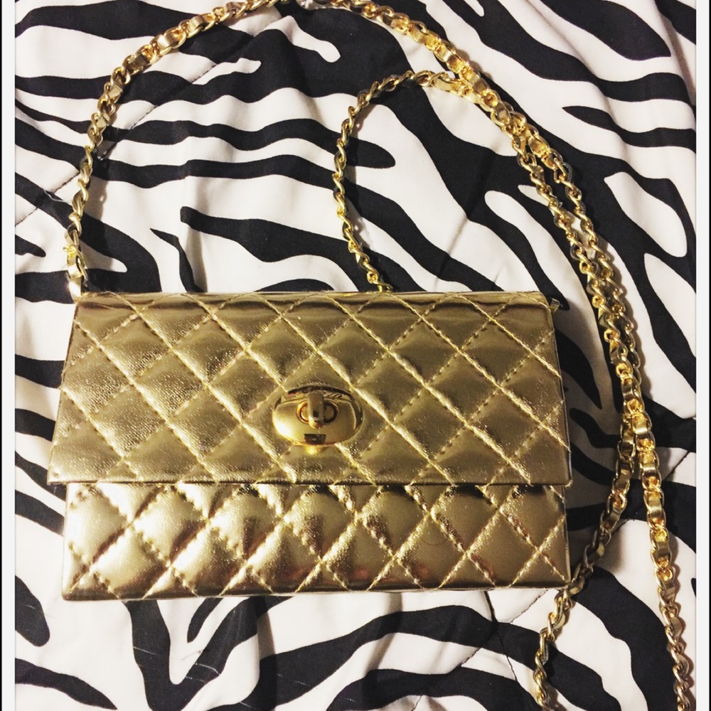 Quilted Gold Clutch